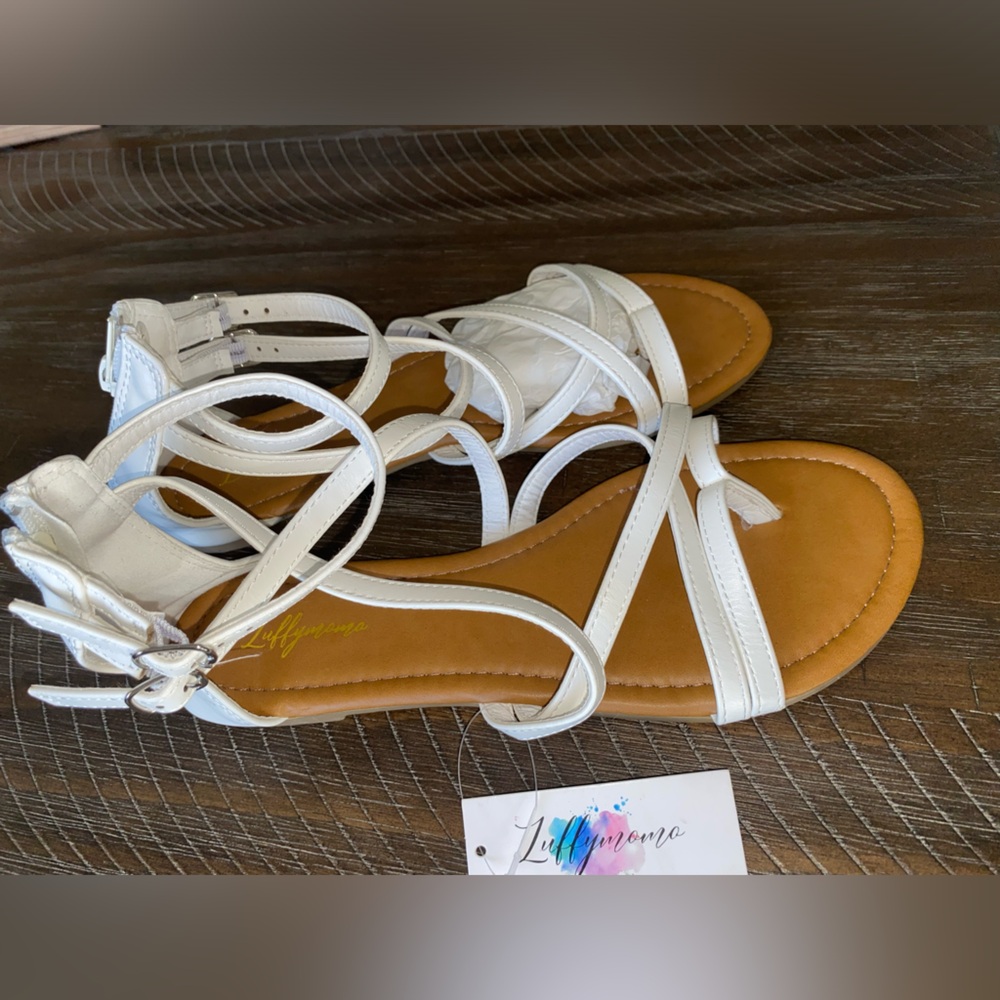 Luffymomo Women's Gladiator Strap Sandals in White